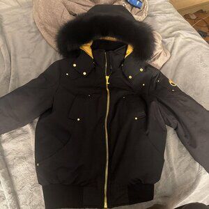 Moose Knuckles Men's Black and Gold Coat Size L
